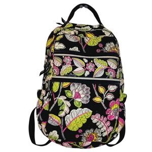Vera Bradley Moon Blooms Campus Backpack Padded Back Straps Multiple Pockets EUC